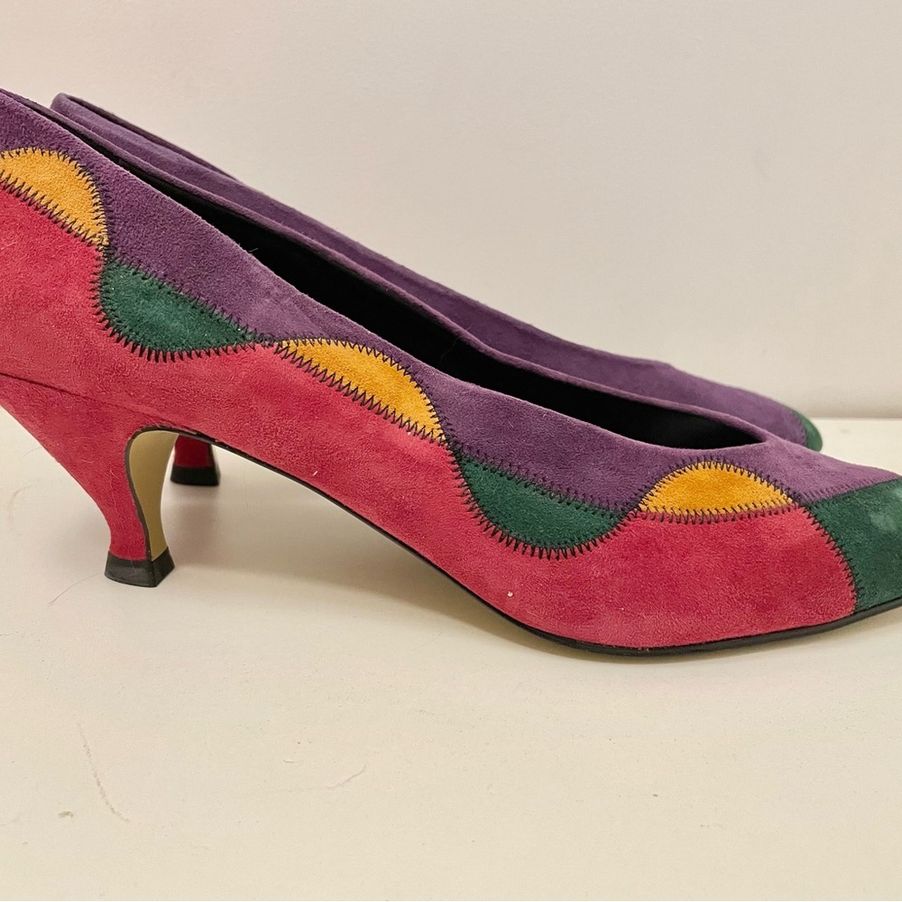 Vintage Multicolor Suede Pointed Toe Women’s Flats - Picture 7 of 9